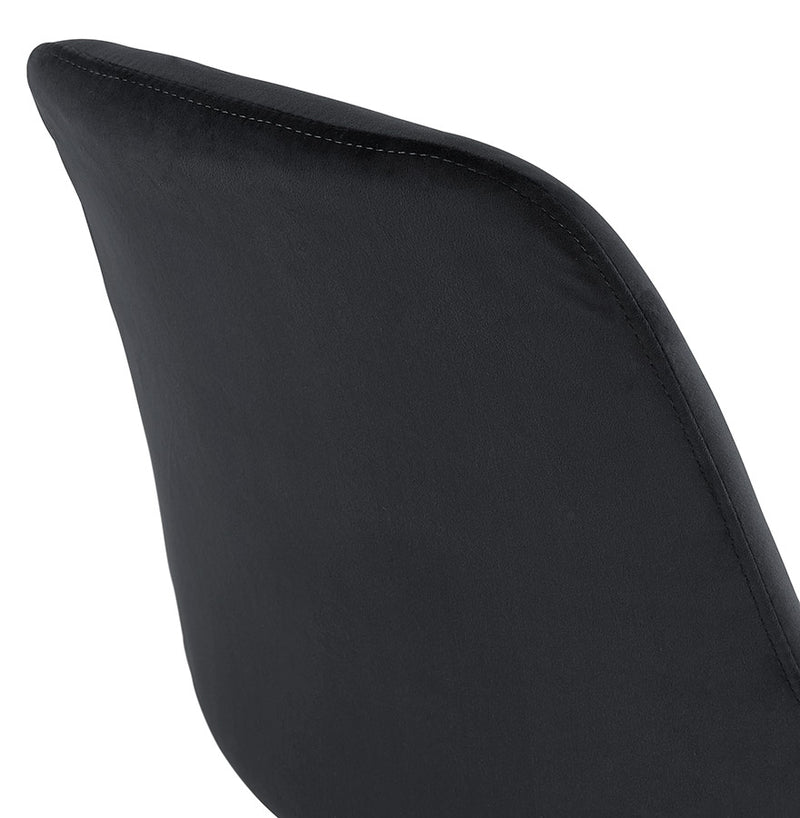 Halfhoge design barkruk 'MORISS MINI' in zwart fluweel en poten in zwart hout - Majorr
