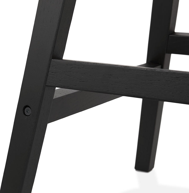 Halfhoge design barkruk 'MORISS MINI' in blauw fluweel en poten in zwart hout - Majorr