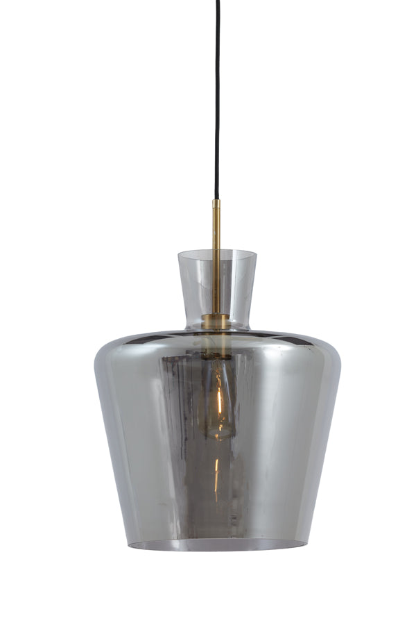 Hanging lamp 25x31 cm MYLES smoked glass+antique bronze - Majorr