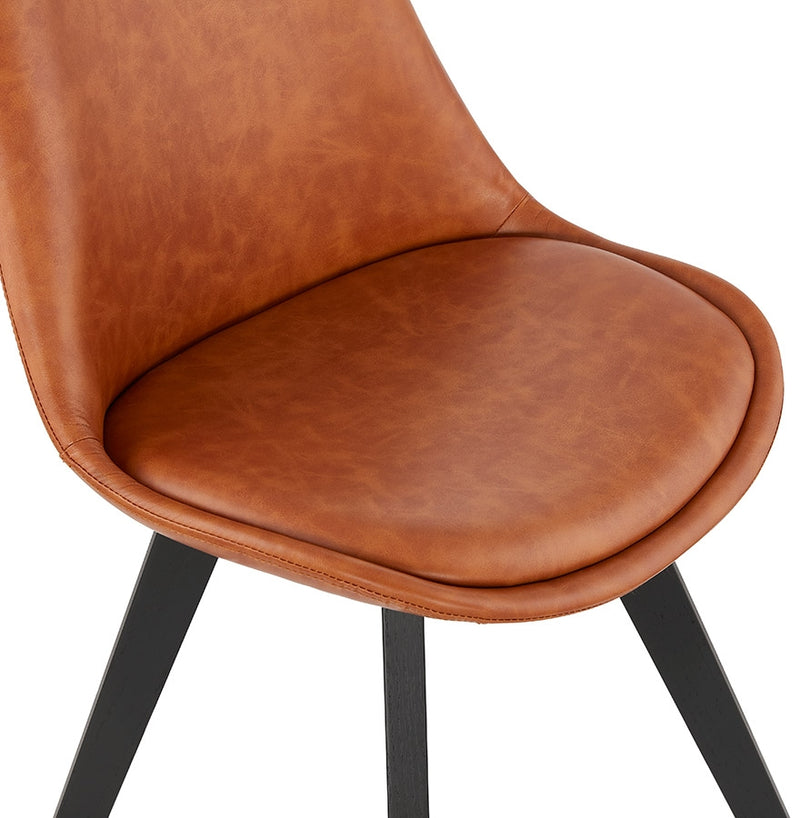 Designstoel 'NIAGARA' bruin met poten in zwart hout - Majorr