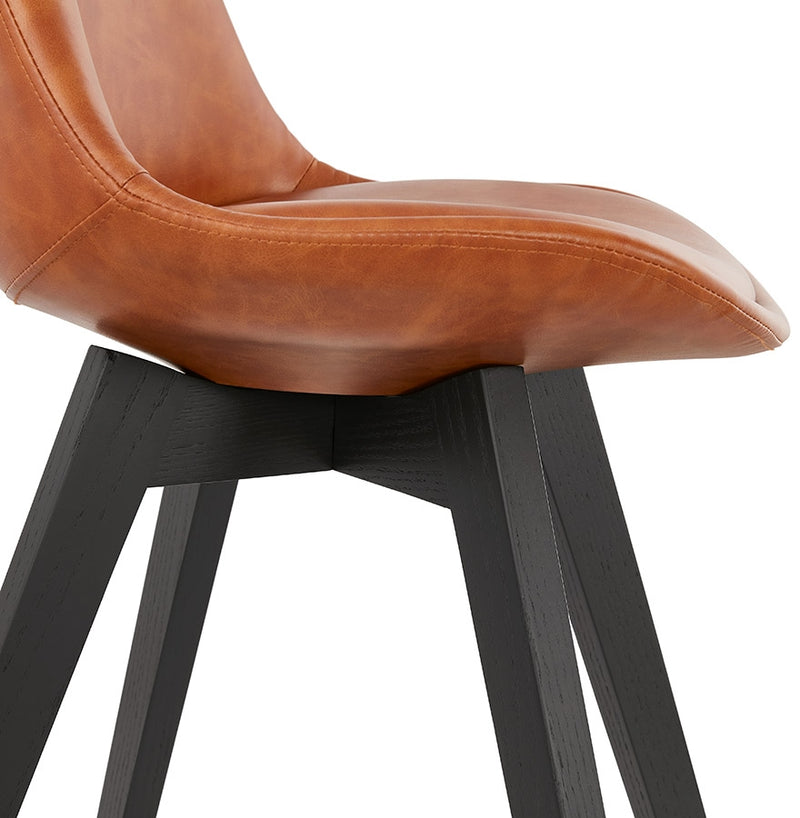 Designstoel 'NIAGARA' bruin met poten in zwart hout - Majorr