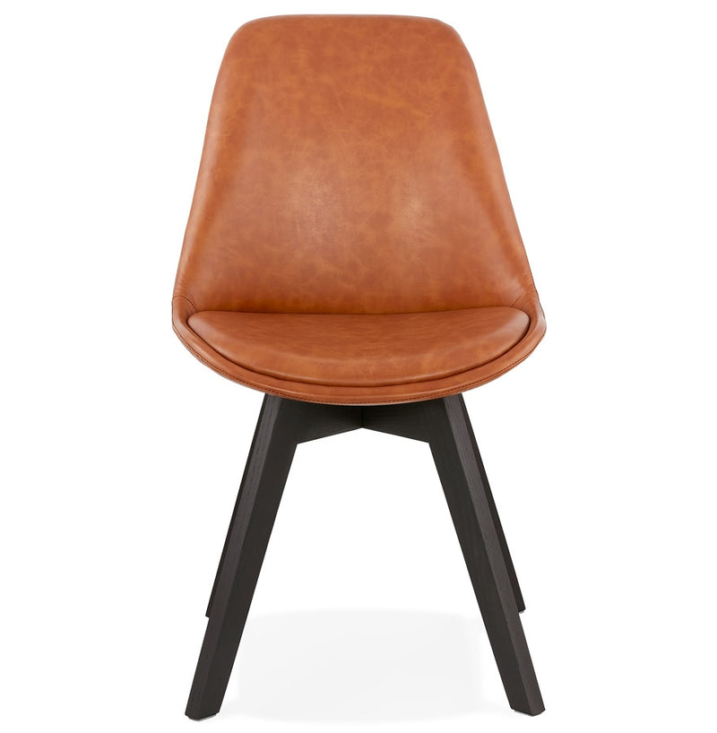 Designstoel 'NIAGARA' bruin met poten in zwart hout - Majorr