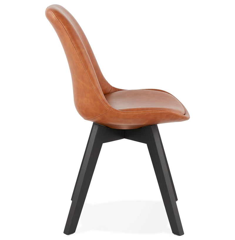 Designstoel 'NIAGARA' bruin met poten in zwart hout - Majorr