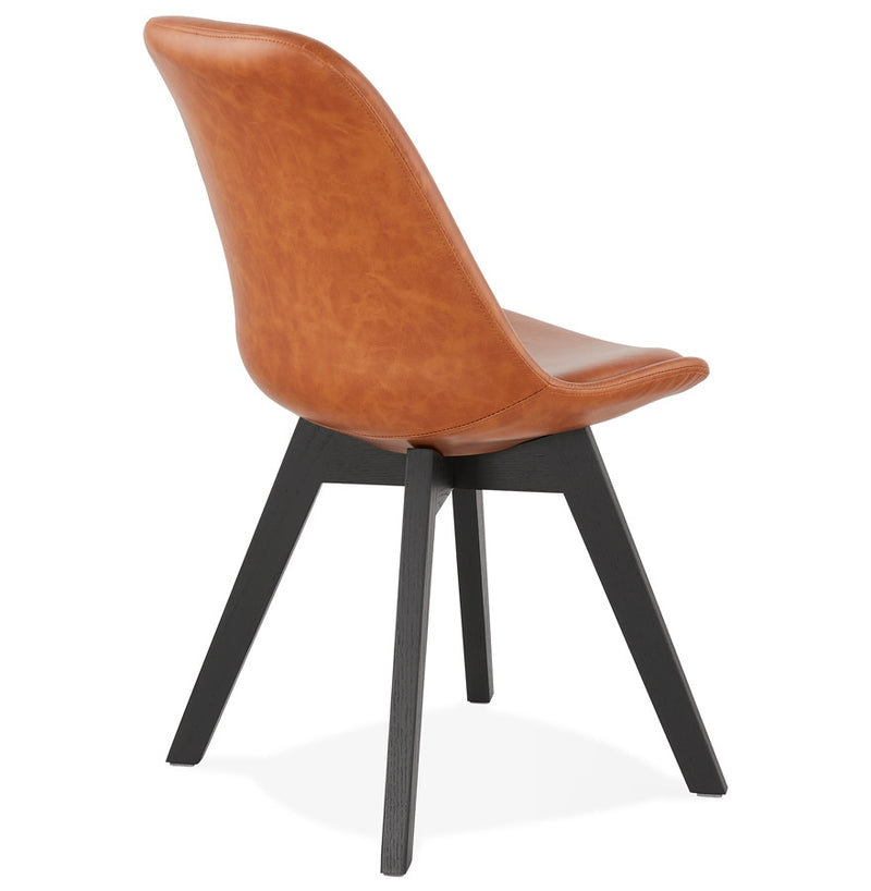 Designstoel 'NIAGARA' bruin met poten in zwart hout - Majorr