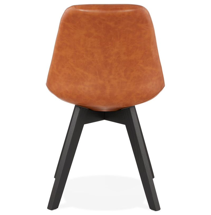 Designstoel 'NIAGARA' bruin met poten in zwart hout - Majorr