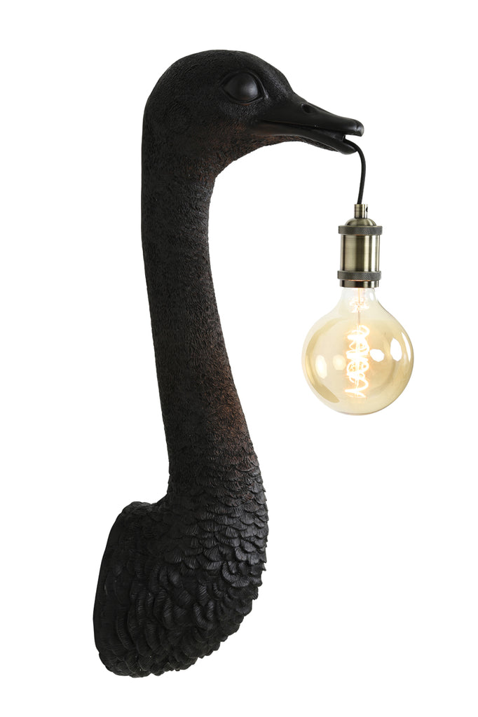 Wandlamp Ostrich - Zwart - 25x19x72cm