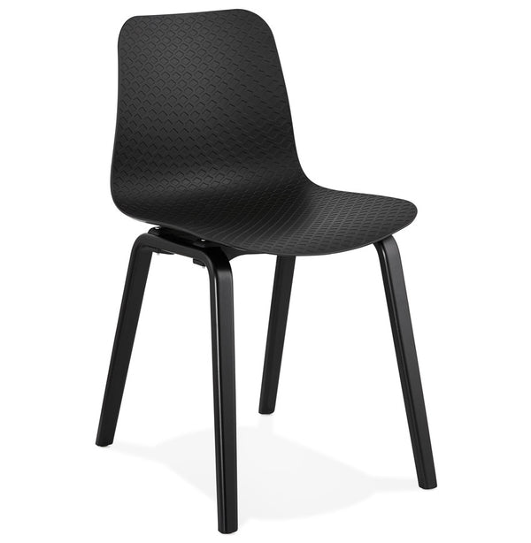 Design stoel 'PACIFIK' zwart met zwarte houten poten - Majorr