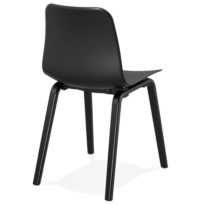 Design stoel 'PACIFIK' zwart met zwarte houten poten - Majorr