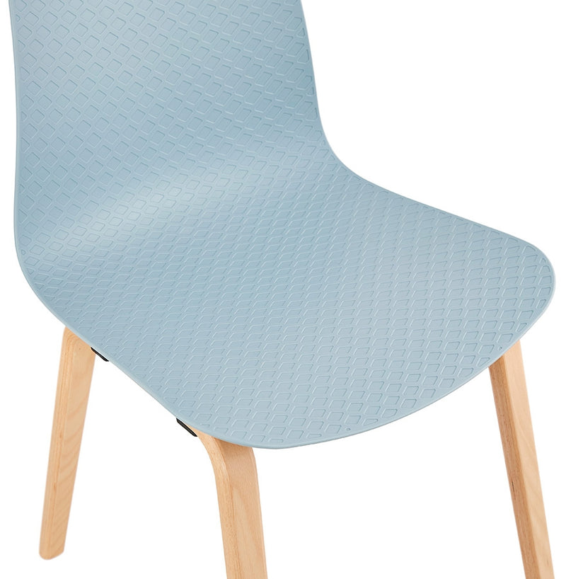 Scandinavische stoel 'PACIFIK' blauw met natuurlijk houten poten - Majorr
