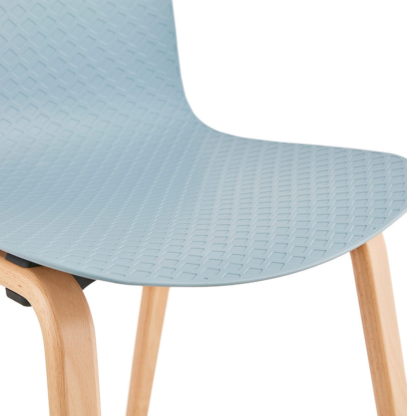 Scandinavische stoel 'PACIFIK' blauw met natuurlijk houten poten - Majorr