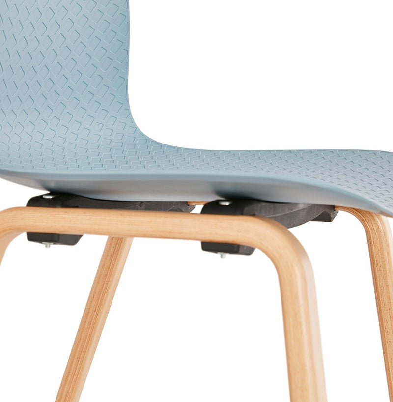 Scandinavische stoel 'PACIFIK' blauw met natuurlijk houten poten - Majorr