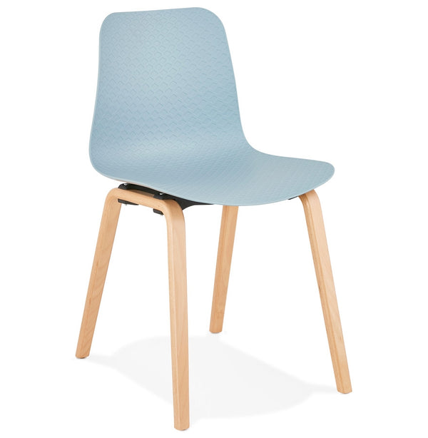Scandinavische stoel 'PACIFIK' blauw met natuurlijk houten poten - Majorr