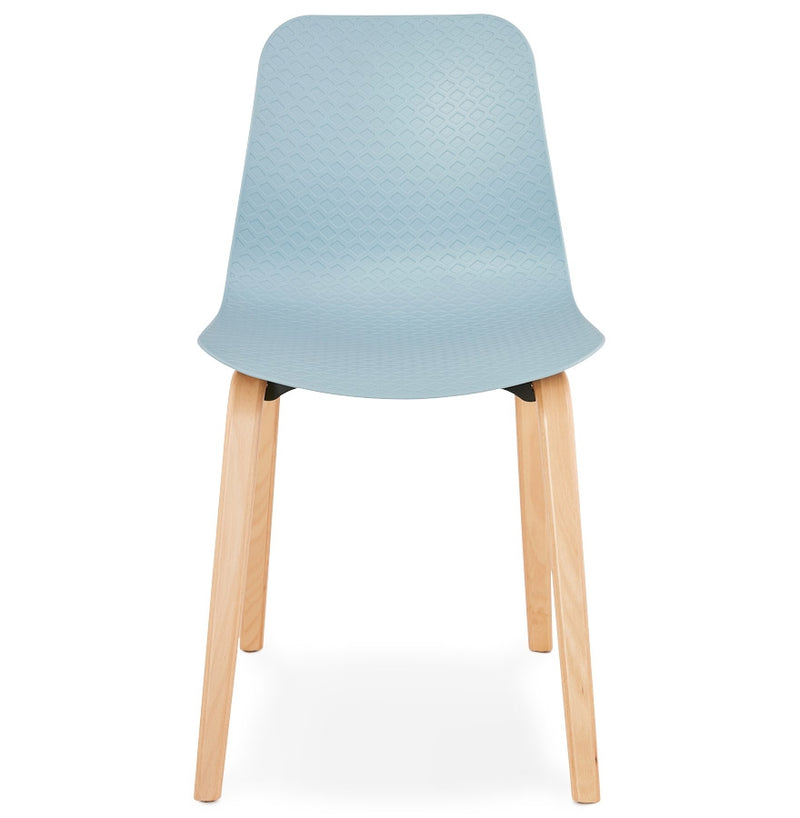 Scandinavische stoel 'PACIFIK' blauw met natuurlijk houten poten - Majorr