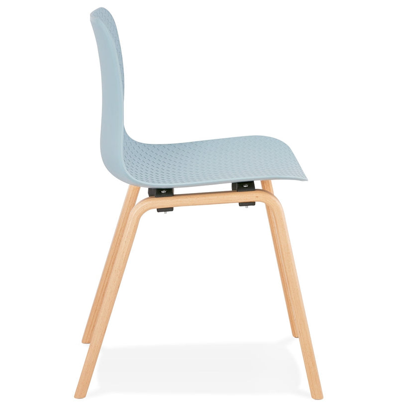 Scandinavische stoel 'PACIFIK' blauw met natuurlijk houten poten - Majorr