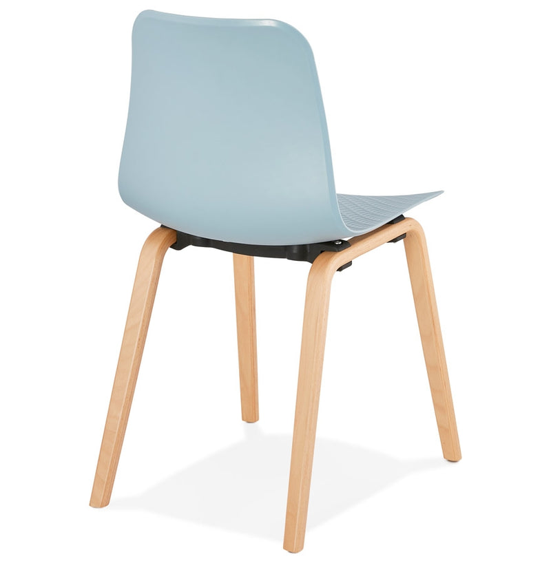 Scandinavische stoel 'PACIFIK' blauw met natuurlijk houten poten - Majorr