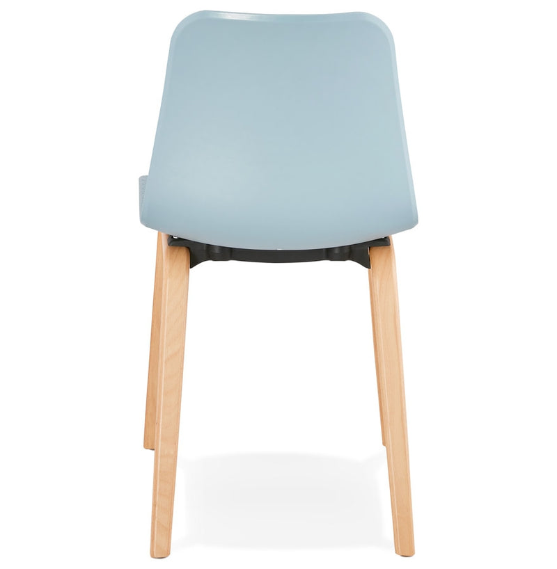 Scandinavische stoel 'PACIFIK' blauw met natuurlijk houten poten - Majorr