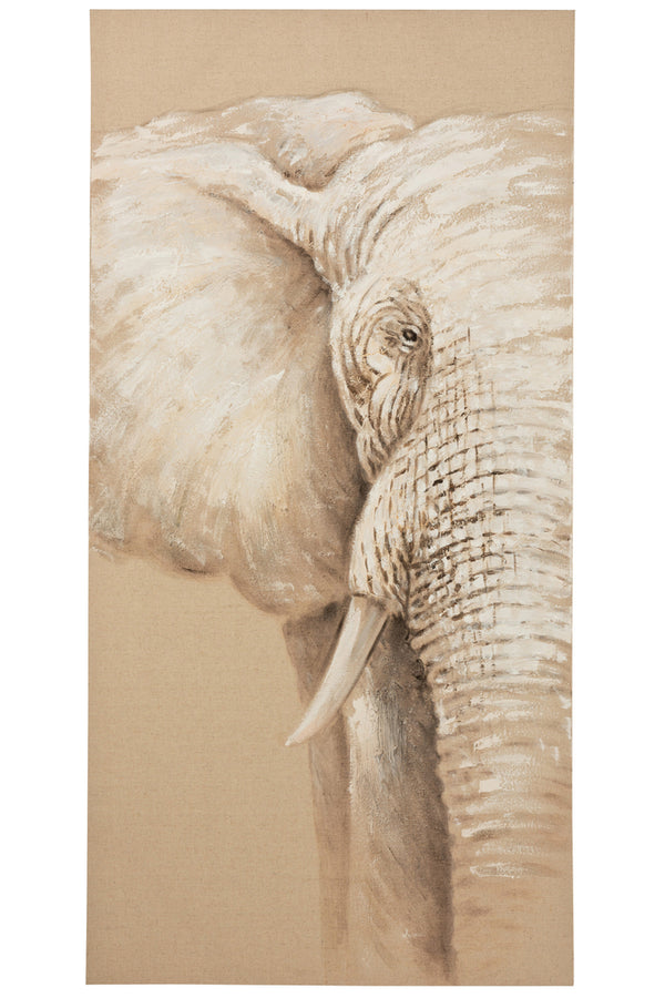 Painting Elephant Canvas/Wood Brown/White - Majorr