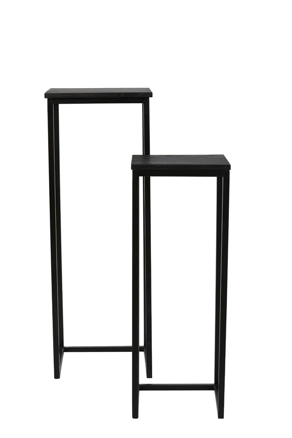 Pillar S/2 30x30x83+36x36x103 cm BRYSON wood matt black - Majorr