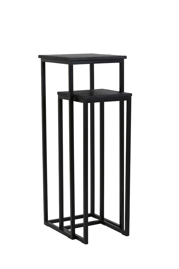 Pillar S/2 30x30x83+36x36x103 cm BRYSON wood matt black - Majorr