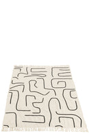 Plaid Lines/Curves Cotton White/Black - Majorr