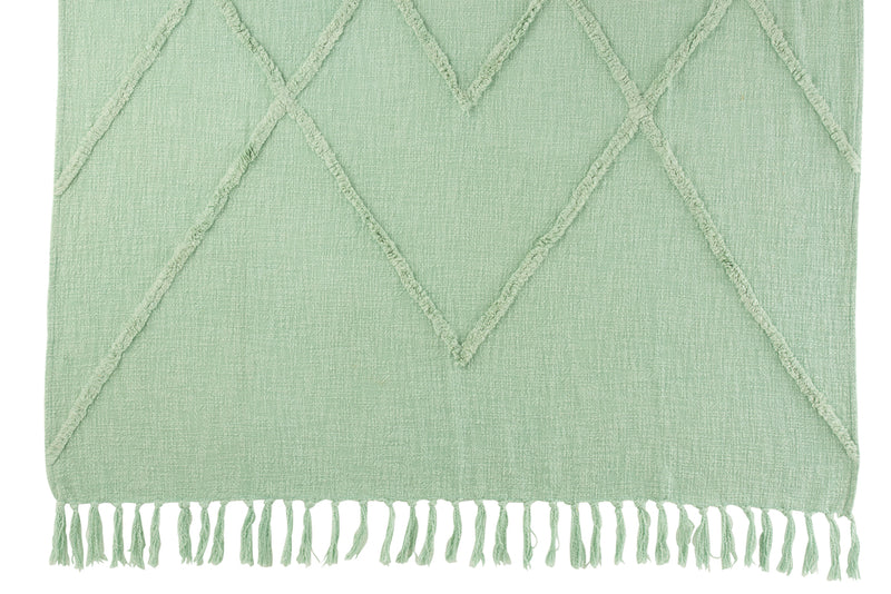Plaid Rhombus Cotton Polyester Light Green - Majorr
