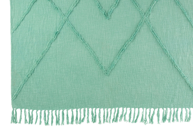 Plaid Rhombus Cotton Polyester Turquoise - Majorr