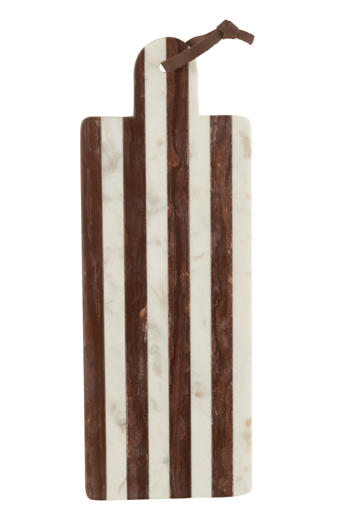 Plank Rectangular Stripe Marble White/Brown Large