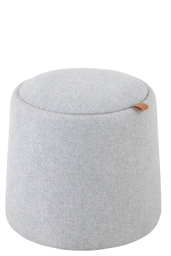 Pouf/Sidetable Round Textile/Wood Light Grey - Majorr