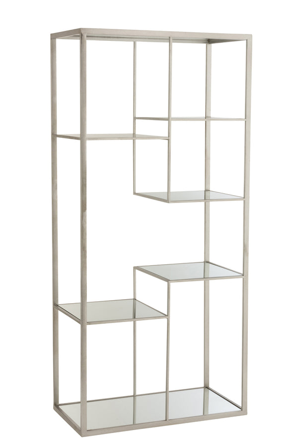 Rack 5 Shelves Metal/Glass Silver - Majorr
