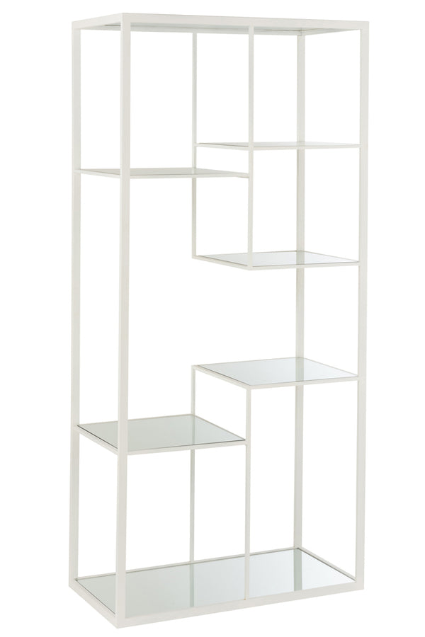 Rack 5 Shelves Metal/Glass White - Majorr