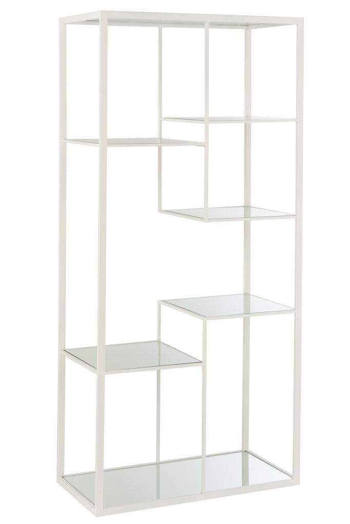 Rack 5 Shelves Metal/Glass White - Majorr