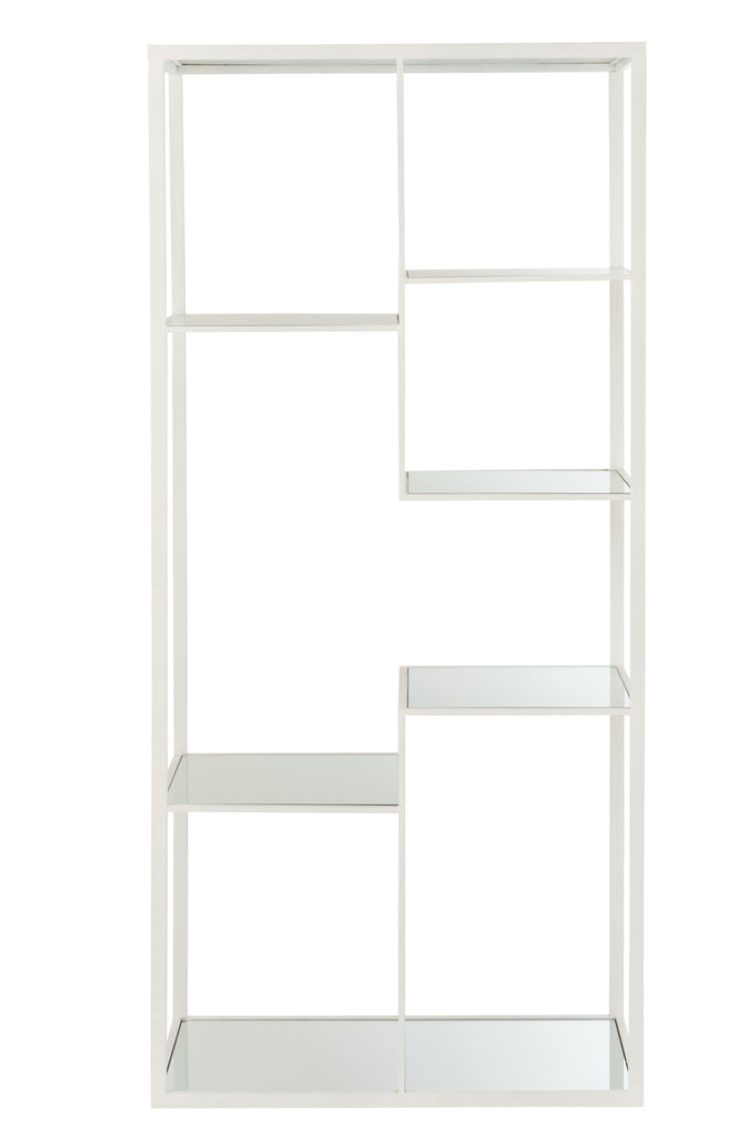 Rack 5 Shelves Metal/Glass White - Majorr