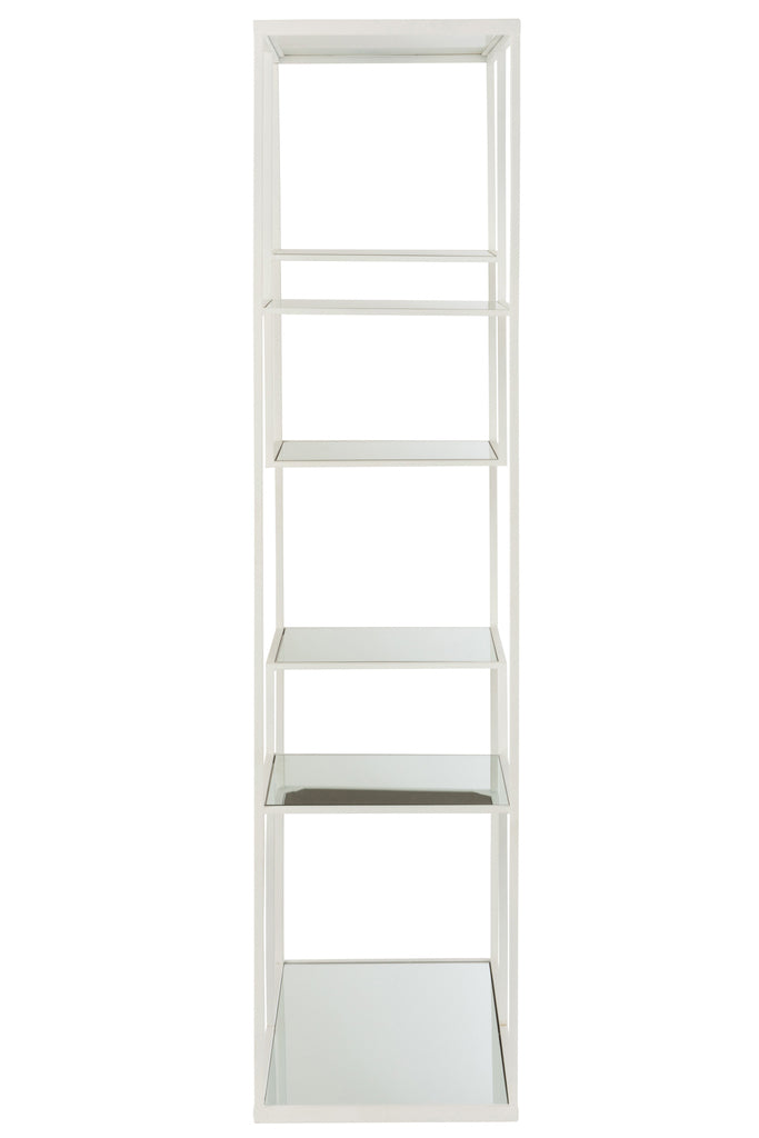 Rack 5 Shelves Metal/Glass White - Majorr