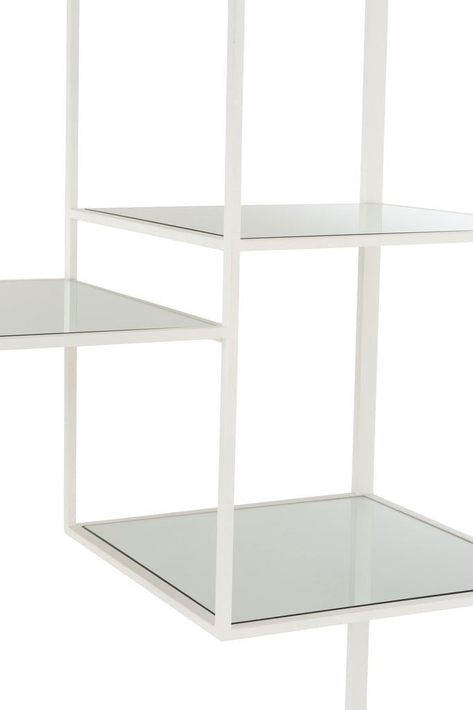 Rack 5 Shelves Metal/Glass White - Majorr