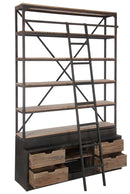 Rack+Ladder 4Shelves Wood/Metal Natural/Brown 160X45x243cm - Majorr