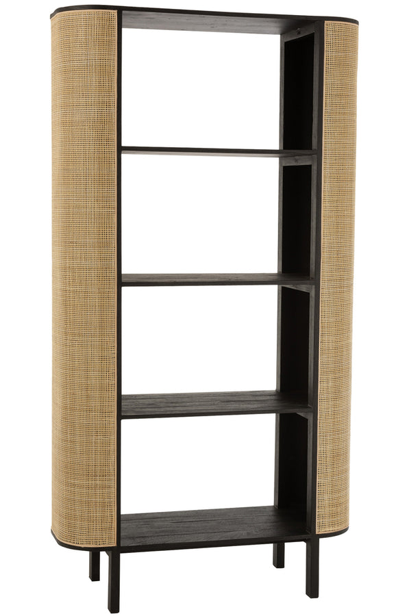 Rack Molly Exotic Wood/Rattan Black - Majorr