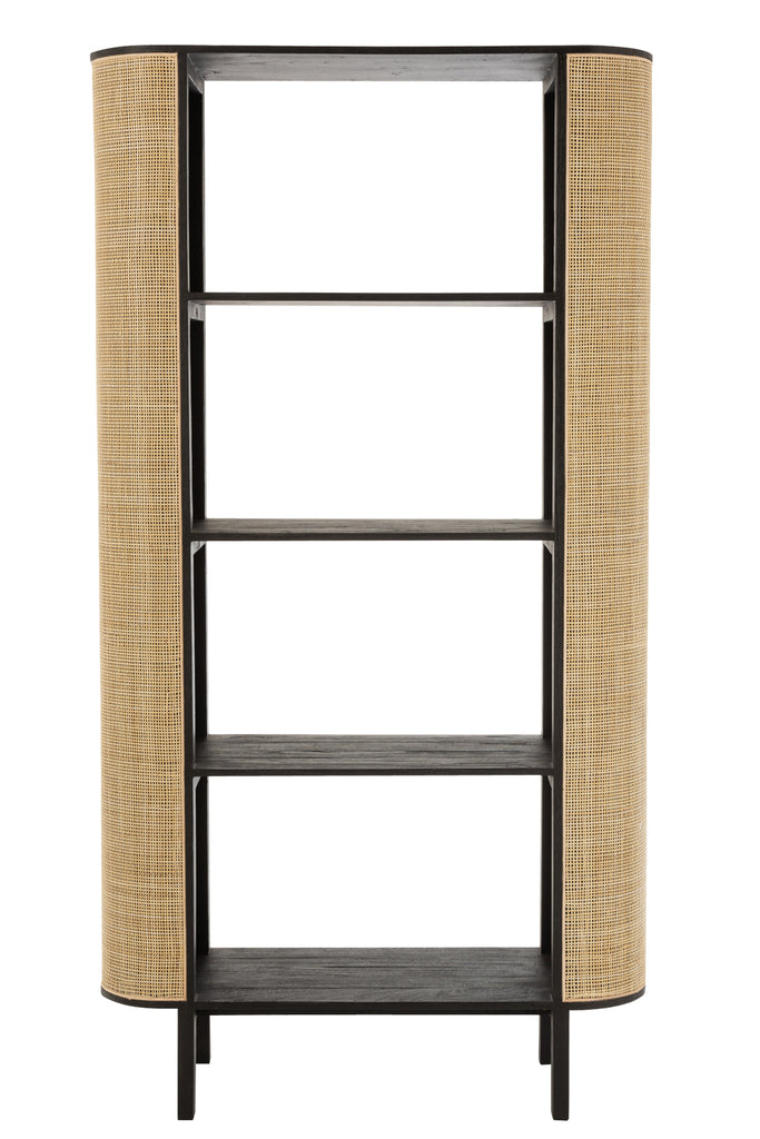 Rack Molly Exotic Wood/Rattan Black - Majorr