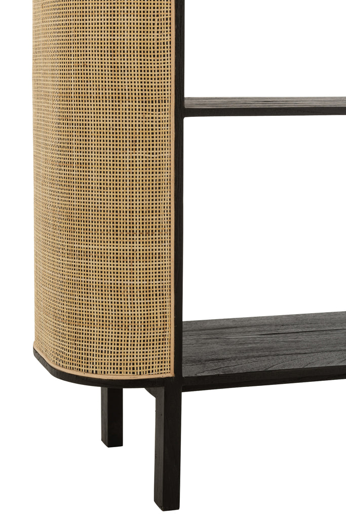 Rack Molly Exotic Wood/Rattan Black - Majorr