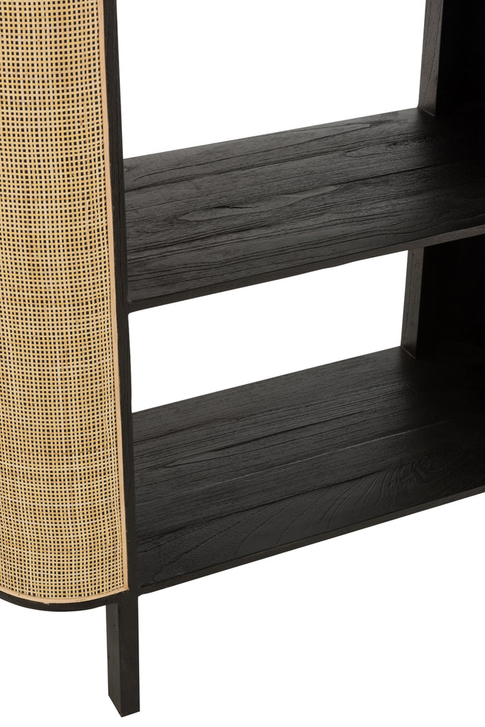 Rack Molly Exotic Wood/Rattan Black - Majorr