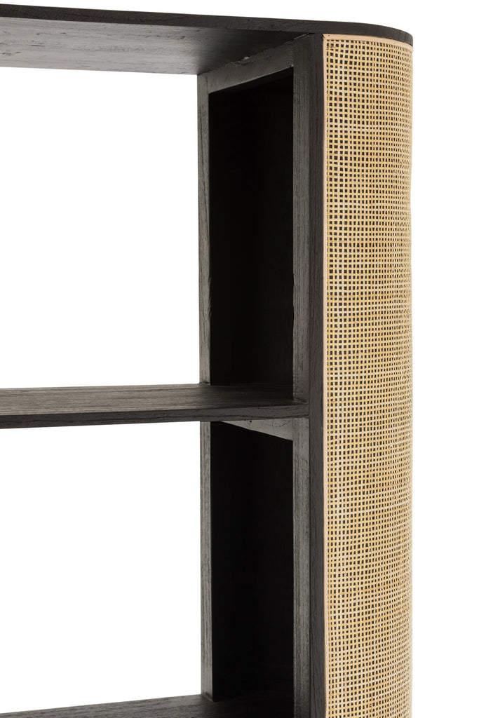 Rack Molly Exotic Wood/Rattan Black - Majorr