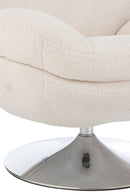 Relax Chair + Footstool Lay Metal/Plywood Cream/Silver - Majorr