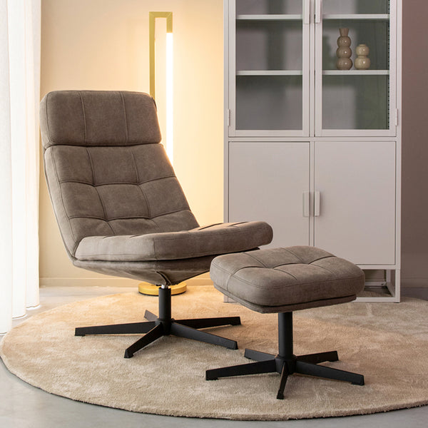 Fauteuil relax Alvar + Ottoman 53x57x83 cm