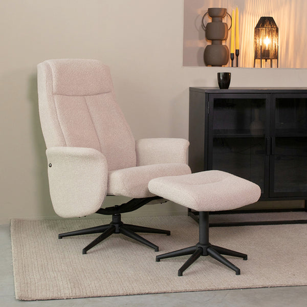 Relaxfauteuil Bergen + Ottomane 77x76x105 cm - Majorr