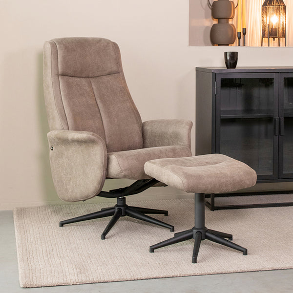 Relaxfauteuil Bergen + Ottomane 77x76x105 cm - Majorr
