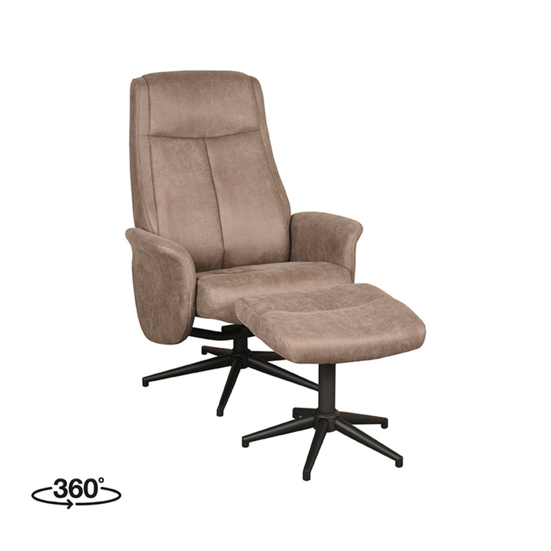 Relaxfauteuil Bergen + Ottomane 77x76x105 cm - Majorr