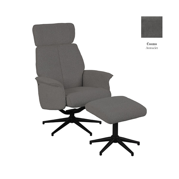 Relaxfauteuil Verdal + Ottomane 77x79x109 cm - Majorr