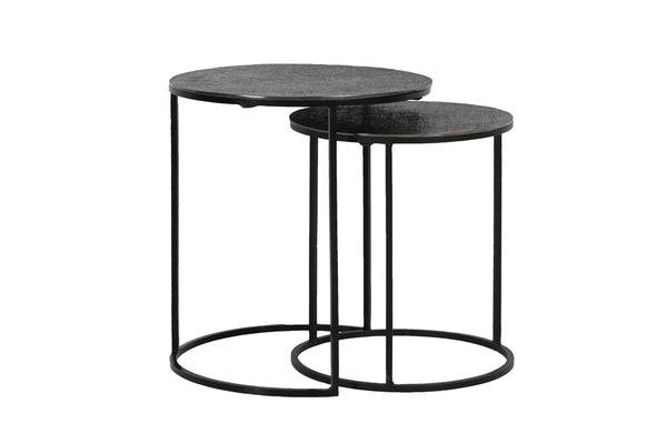 Bijzettafel Rengo - Zwart/Nikkel - Ø49cm - Majorr