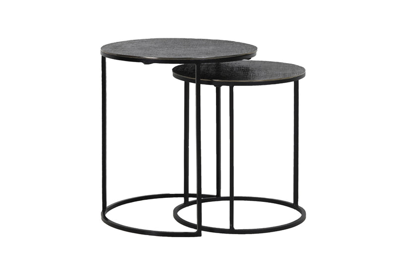 Bijzettafel Rengo - Zwart/Nikkel - Ø49cm - Majorr