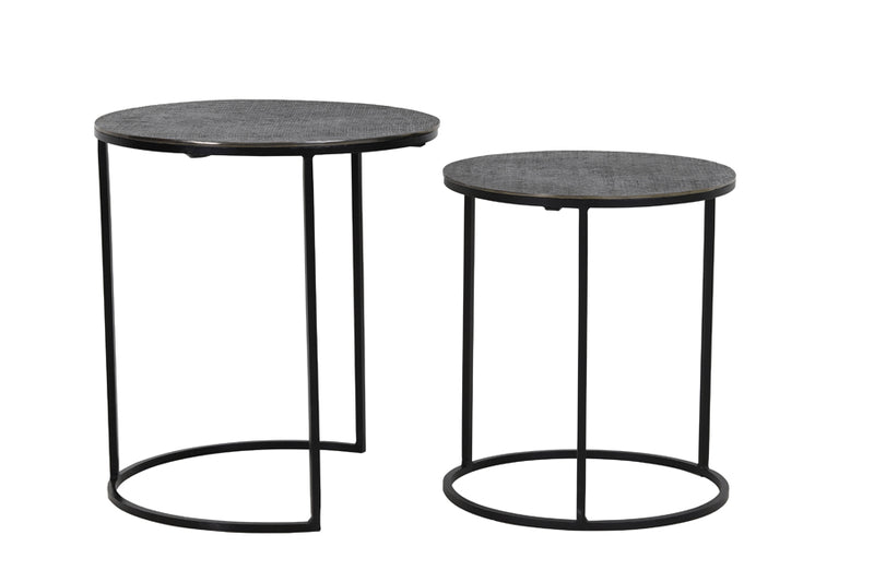Bijzettafel Rengo - Zwart/Nikkel - Ø49cm - Majorr