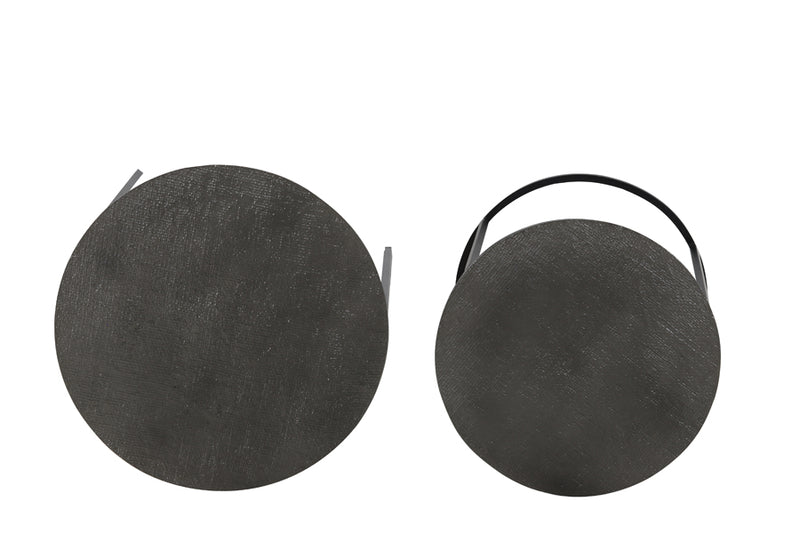 Bijzettafel Rengo - Zwart/Nikkel - Ø49cm - Majorr